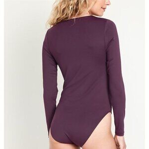 Old Navy Womens Double Layer Sculpting LS Bodysuit Purple Small Balletcore
